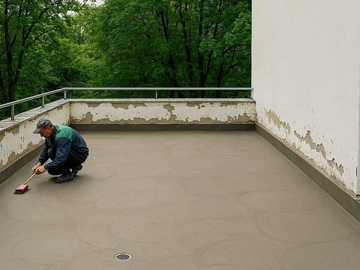 hidroizolatie terasa cu membrana bituminoasa aplicata pe acoperis plat